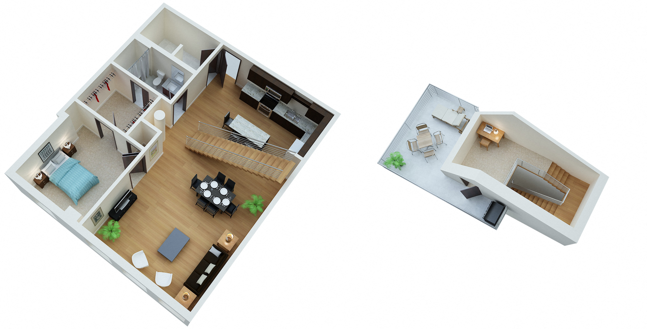 Floor plan for 1 bed, 1 bath, 1162 sqft